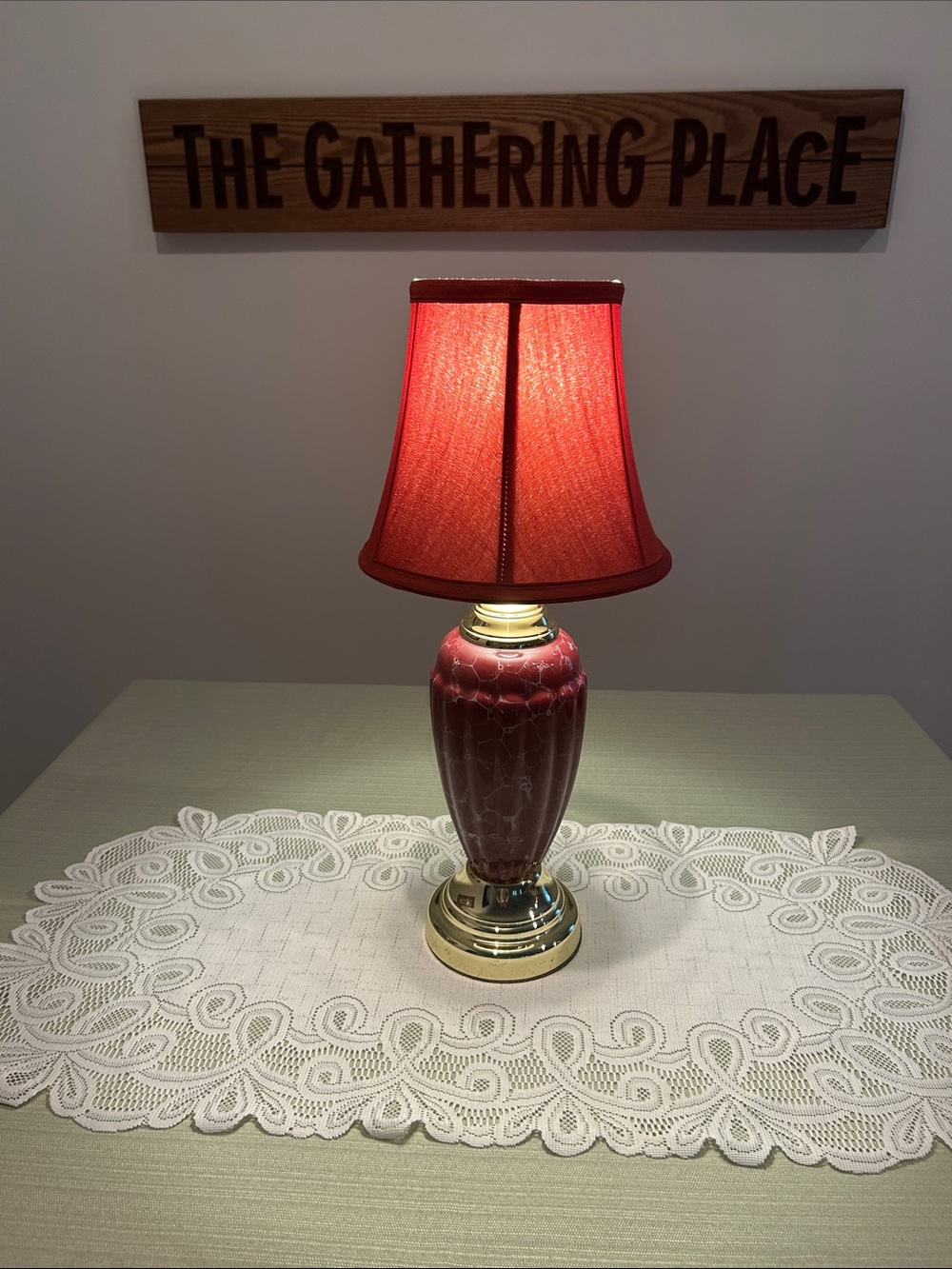 MCM look Ceramic Table Lamp with Brass Base - Unbranded H 18 in